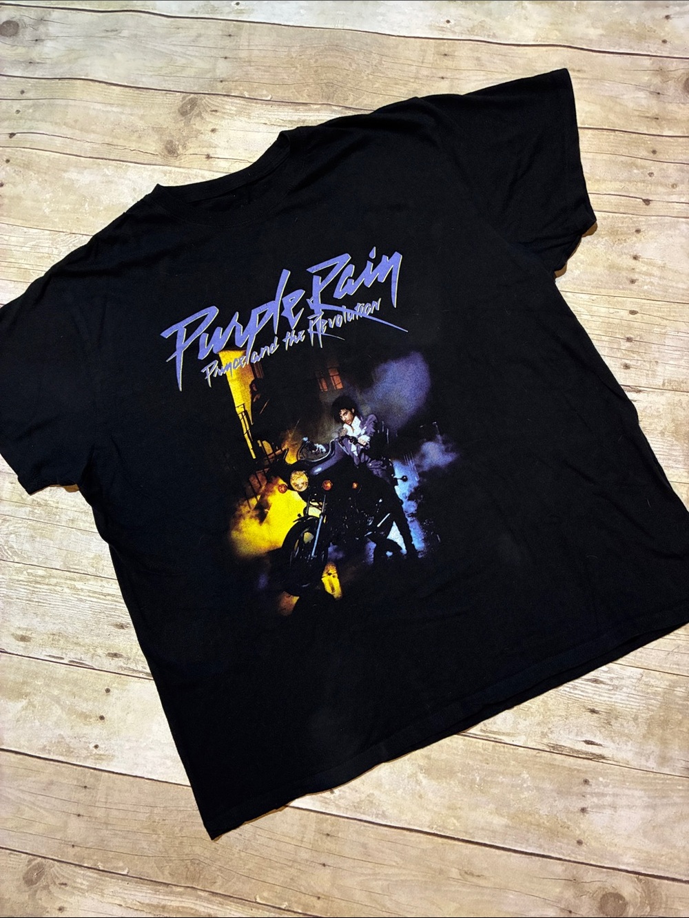 Black 'Purple Rain' Graphic Tee - Unbranded